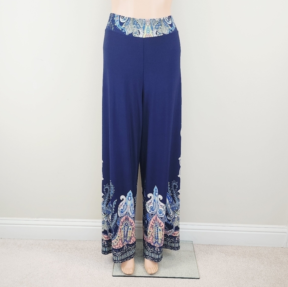Cato blue print wide leg pants SIZE M